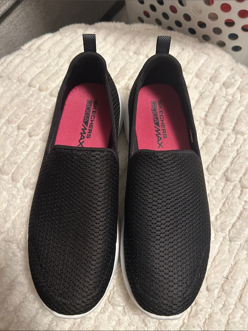 Skechers Black Slip-On Sneakers with Pink Insole